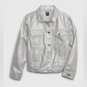 GAP Shimmering Silver Denim Jacket  
Size LX 12-13